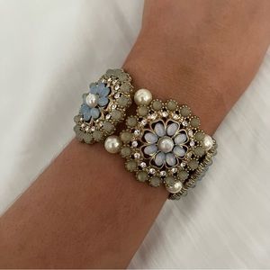 Light Blue and Green Bracelet with Pearls
